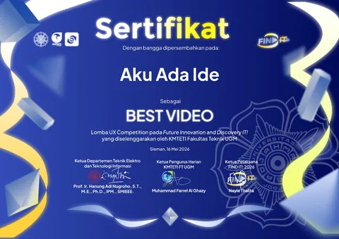 Pratinjau sertifikat Best Video — Find IT! 2026